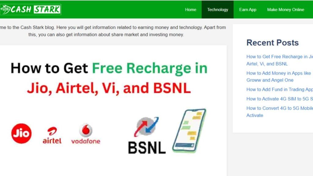 Cashstark.com free recharge 2024