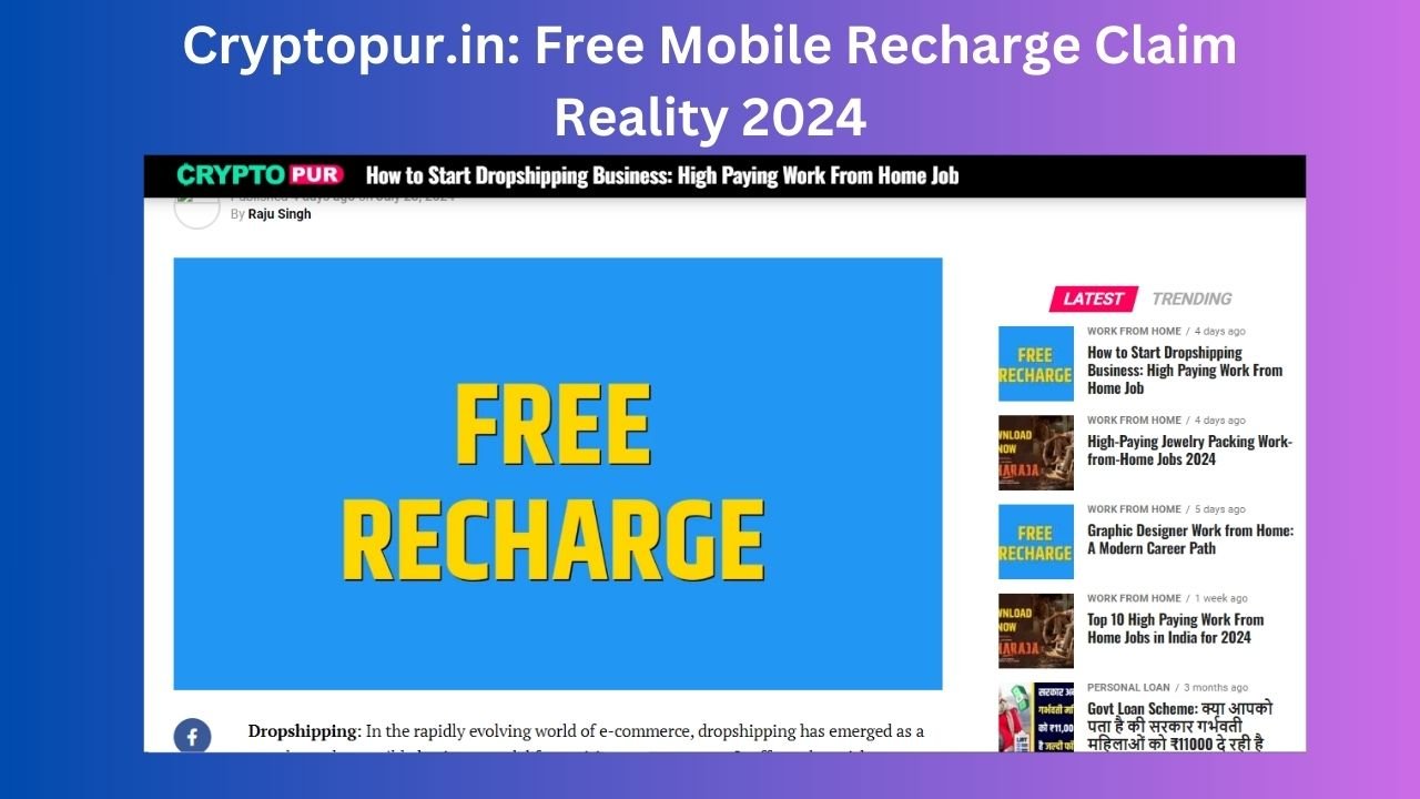 Cryptopur.in free recharge claim 2024