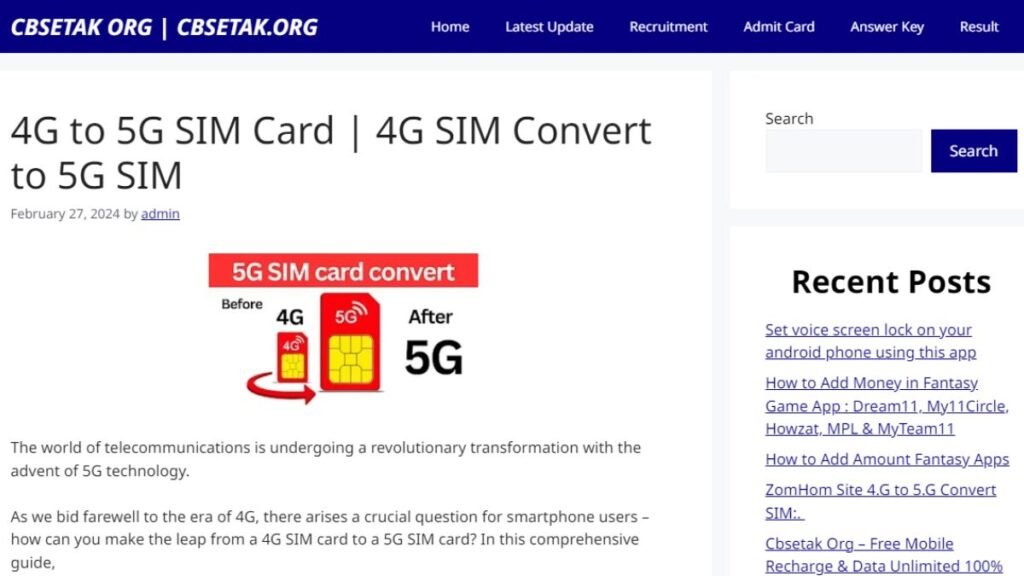 Cbsetak .org convert 4G sim to 5G viral video reality
