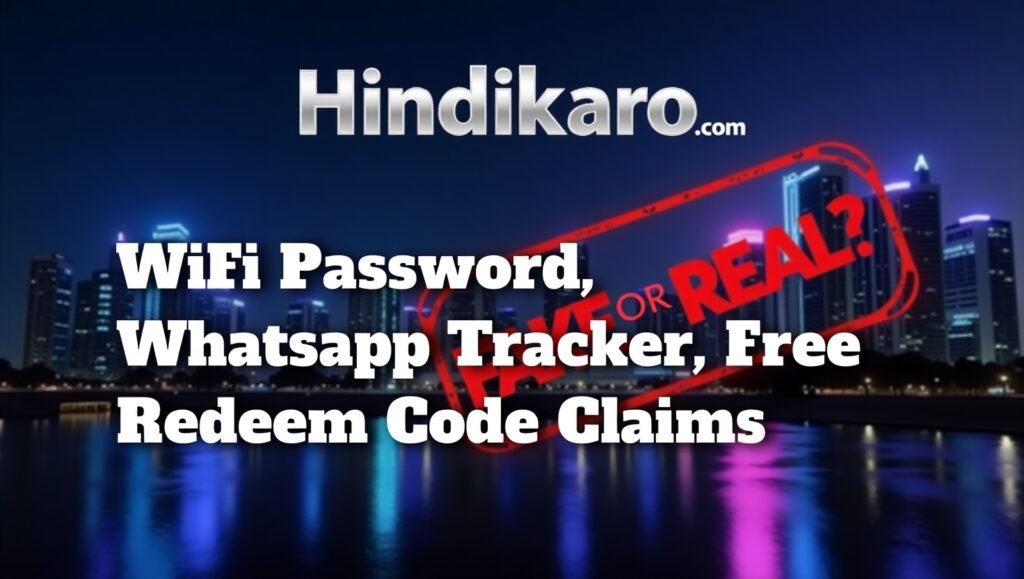 hindikaro .com wifi password, whatsapp tracker, free redeem code claims fake or real